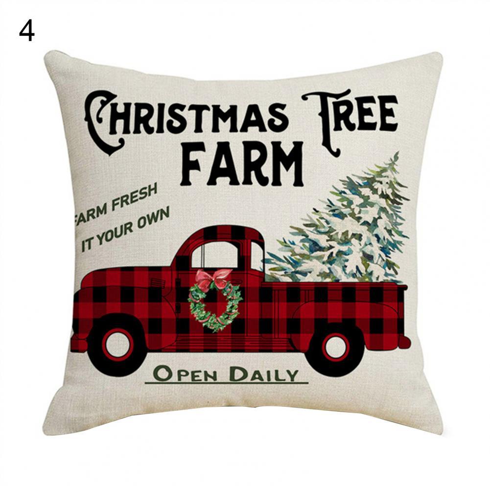 2022 Gelukkig Nieuwjaar Vrolijke Kerstversiering Linnen Kussenhoes Buffalo Rooster-Plaid Kussensloop Rendier Sokken Kussensloop: 4
