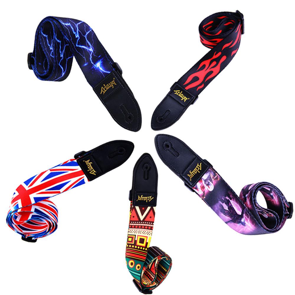 Sangle de guitare en Nylon pour guitare électrique acoustique et basse ceinture de guitare multicolore réglable sangles en Nylon d'impression colorée