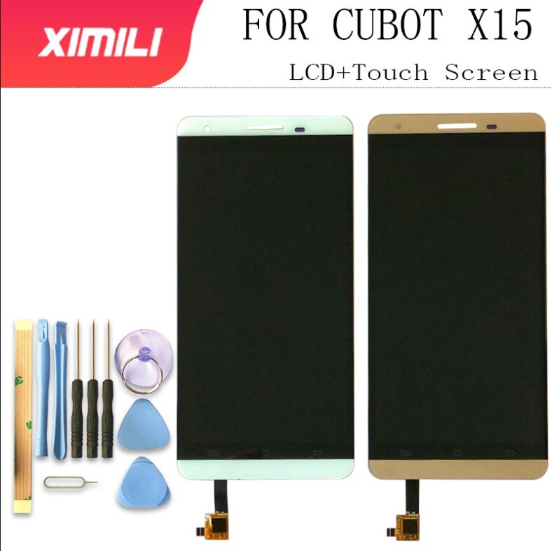 5.5 '' originalt hvidguld på lager til cubot  x15 lcd-skærm+touch screen digitizer samling nsf 550 fh 4001 x 15 + værktøjer
