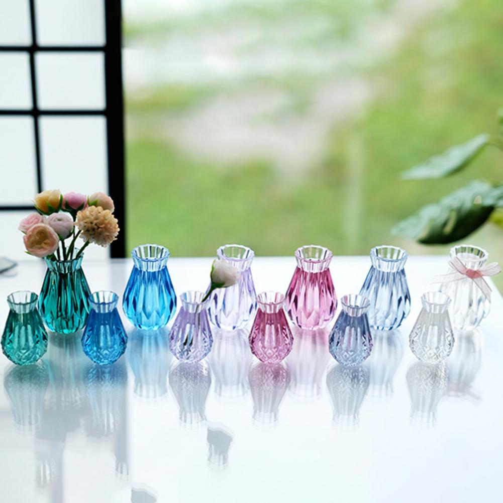 2Pcs 1/12 Dollhouse Mini Meubilair Vaas Model Speelgoed Miniatuur Landschap Home Decor Ornament Speelgoed