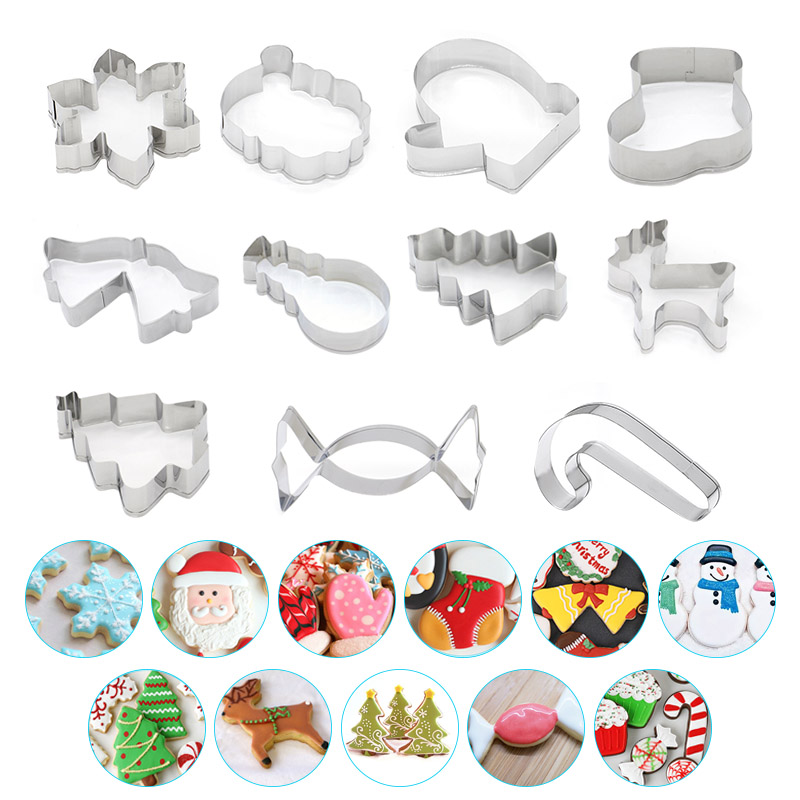 Rvs Kerst Cake Cookie Fondant Cutter Mold Bakken Cupcake Gebak Diy Gereedschap XHC88