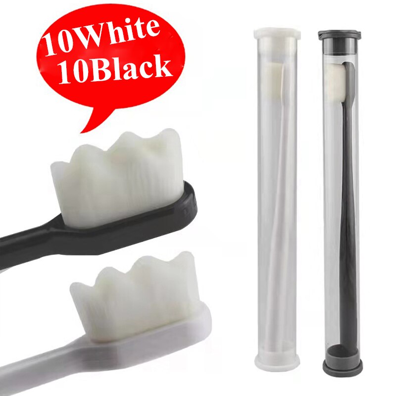 5/10/20/30/50/80 Pcs Ultra-Soft Toothbrush Micro Nano Toothbrushes Extra Soft Manual Toothbrush with 20000 Bristles for Adult: 10black10white