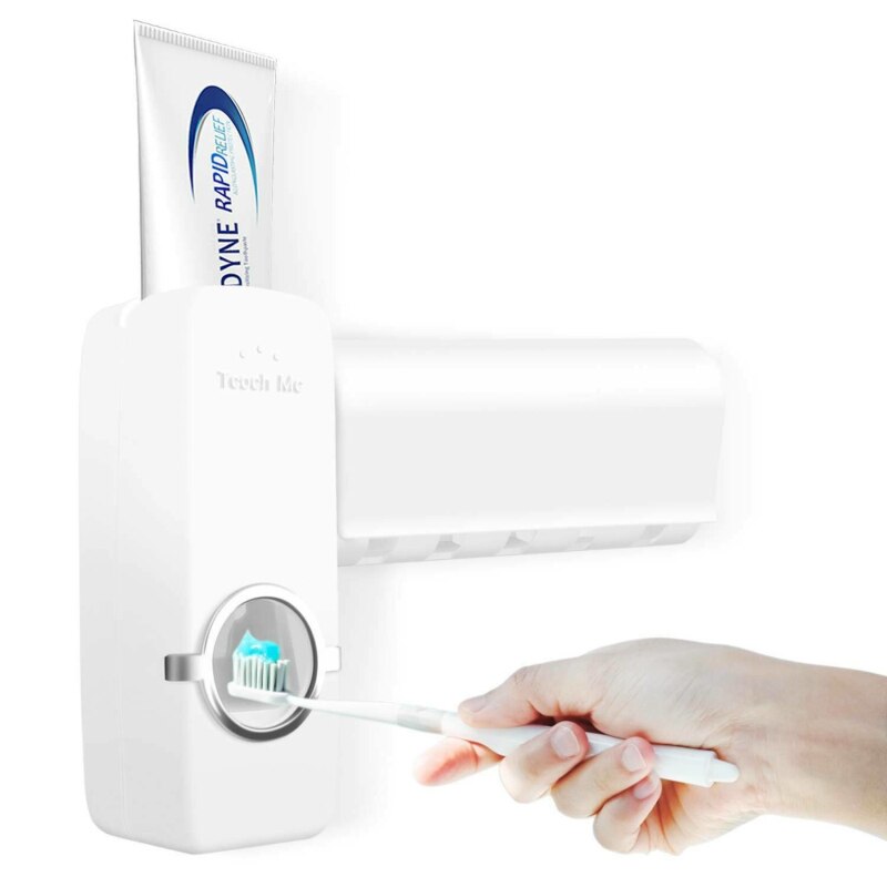 Automatische Tandpasta Dispenser 5 Tandenborstelhouder Set Wall Gemonteerde Badkamer Tandenborstel Beugel Tandpasta Extruder Dispenser