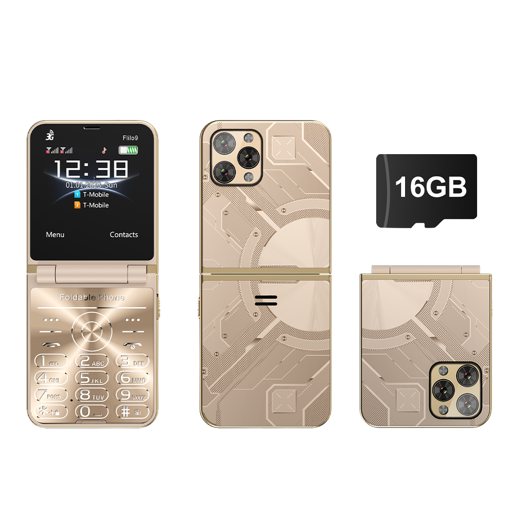 SERVO Flilo9 Składany Telefon Komórkowy Sieć 3G podwójny SIM czekaj Odtwarzacz MP4 Latarka radio FM Wyświetlacz 2.6" Składany Telefon Komórkowy Typ-C: Niebieski
