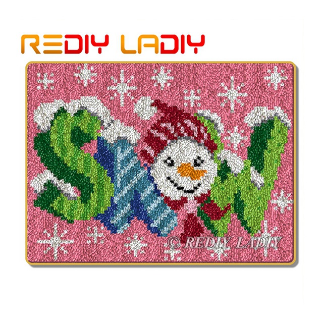 Klik Kruis Haak Tapijt Kit - DIY Handwerk Mat Met Voorgedrukt Canvas voor Voorgesneden Garen, 50x38cm