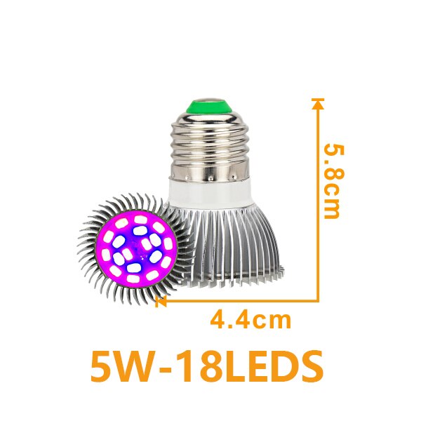 Lampe horticole de croissance UV/IR, 5/10/30/50/80W, spectre complet, pour culture hydroponique de plantes et légumes: 5W