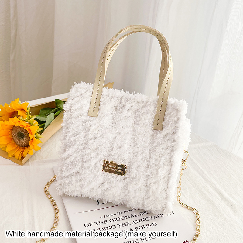 Creatieve Weven Zak Diy Handwerk Tas Maken Materialen Klink Haak Mesh Doek Wol Zakken Praktische Tas Maken Naaien Accessoires: White