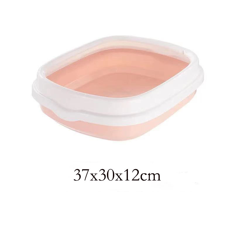 Lavabo de arena para gatos de gran tamaño, inodoro semicerrado súper grande, caja de arena desmontable antisalpicaduras para gatos, productos para mascotas: Rosa