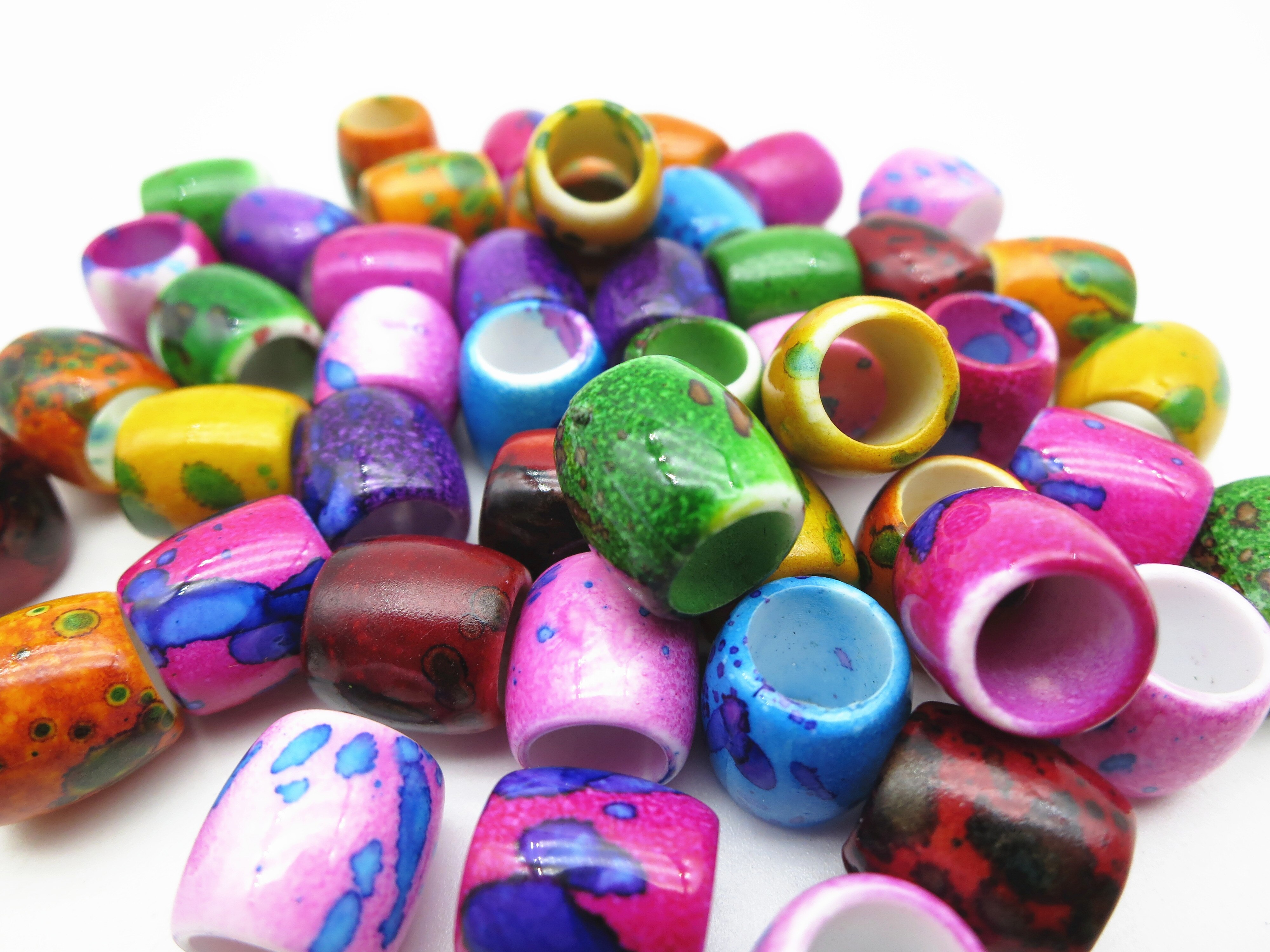 20PCS Colorful Hair Braid Dreadlock Beads rings tube Viking Rune beard beads DIY kids girl Hair Styling Accessories