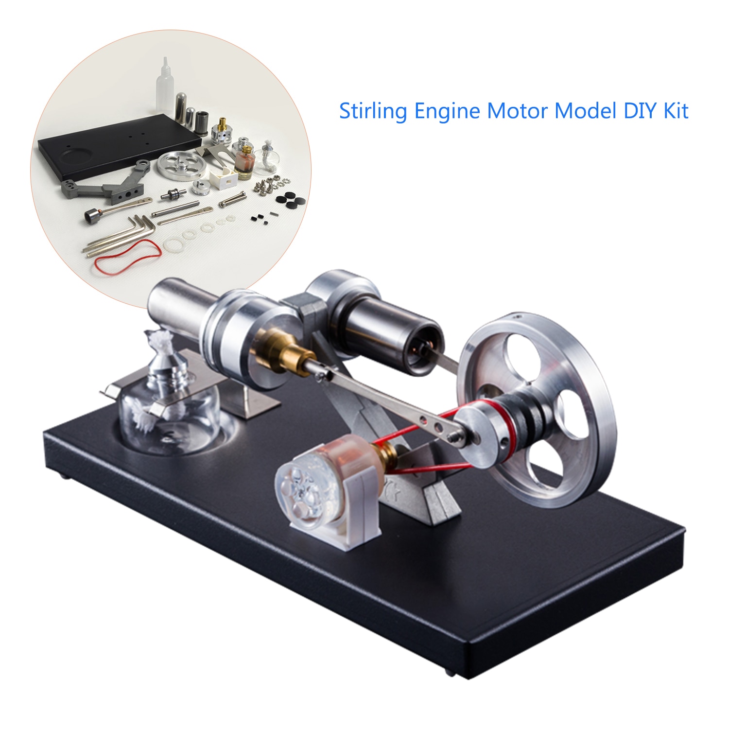 Air stirling motor motor model diy kit med 4 stk led lys elgenerator fysik pædagogisk legetøjsundervisning