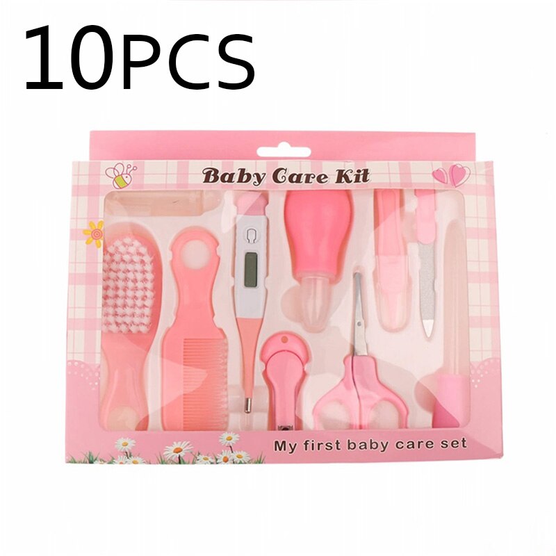 Born Baby Care Kit Toiletry Kit Care Multifunction Baby Set Theremometer Clipper Scissor Trimmer Nail Toiletries For Baby: 10pcs red