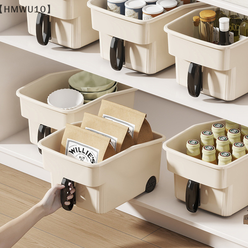 Gabinete alto de cocina, caja de almacenamiento con asa, aperitivos y artículos diversos, organización de almacenamiento, gabinete profundo, cesta de almacenamiento alta