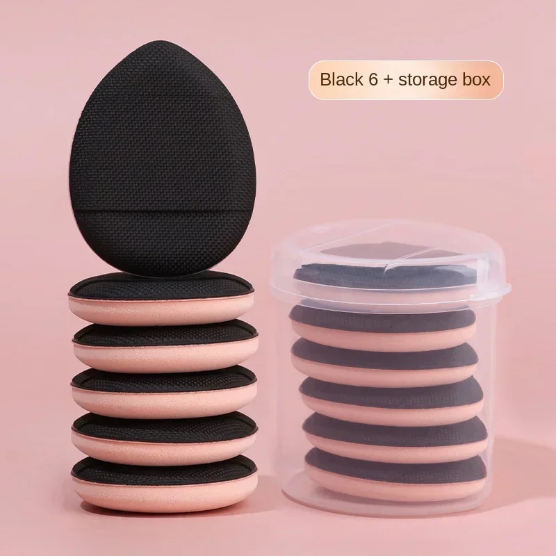 Puff bilden 6 Stück Mini-Finger-Puder-Schwamm für Stiftung, wiederverwendbar, verlieren Puderquaste, geeignet für Damen-machen-hoch, funktionelles Werkzeug: Schwarz