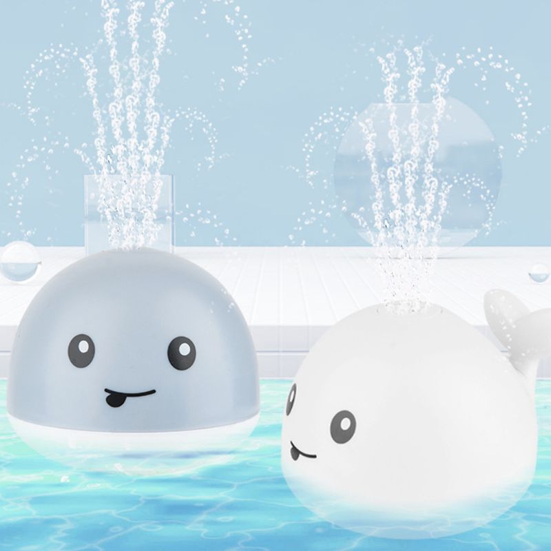 Cute Whale Electric Induction Sprinkler Spray Bath Toy with Music Light Water Q6PD