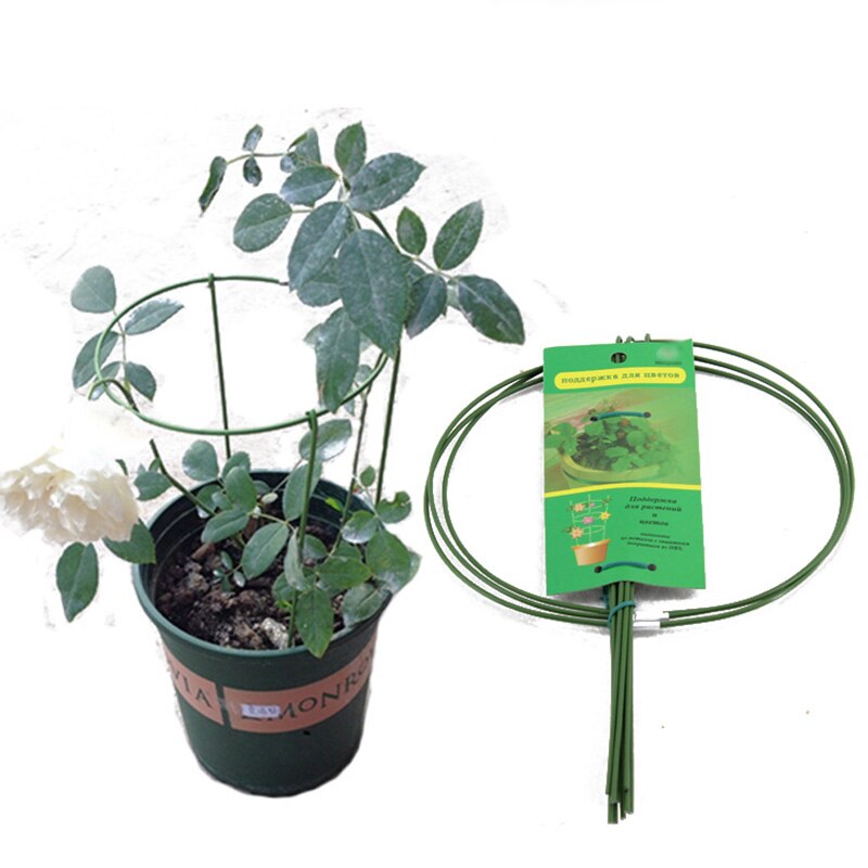 Metall trädgård stöd insats ring pion örtartad växt blomma stativ spaljé järn bonsai stativ trädgårdsredskap grönsaker växt: 27 x 20cm 1pc