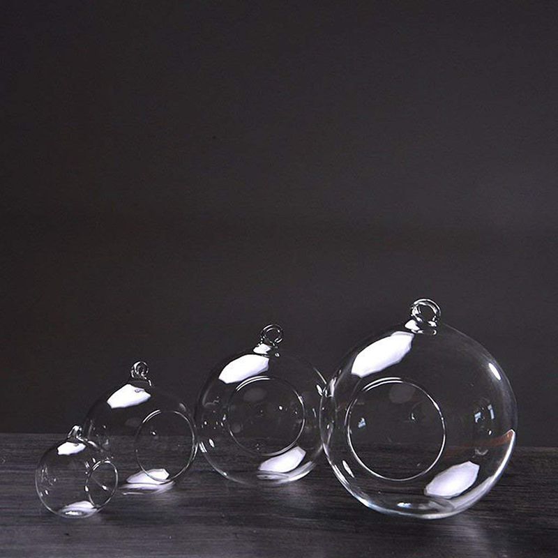 Hanging Glass Bottle Glass Vase Terrarium Hydroponic Container Decor - 12cm