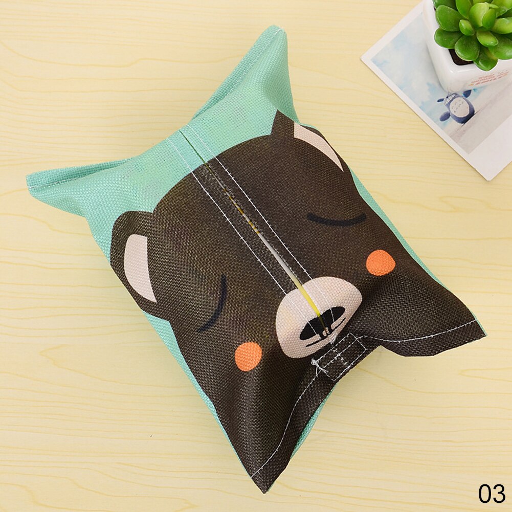 Tissue Bag Cotton And Linen Tissue Box Cover Handkerchief Napkin Holder Cover Cute Animal Printing Baby Wet Wipes Box Wipe Cases