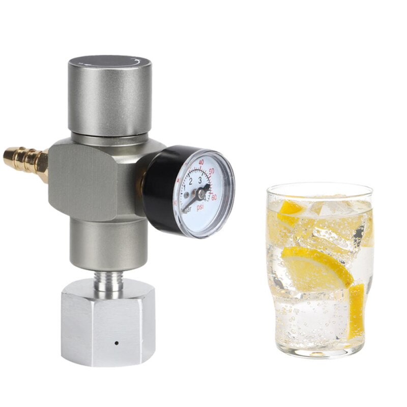 2 In 1 Soda Gas Regulator Mini CO2 Gas Regulator Soda Pressure Gauge with Adapter 3/8in To TR21.4 for Sodastream Home Brewing
