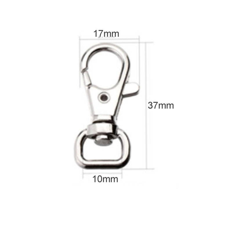 10 st kläder sömnad tyg karbinhake lanyard pyssel metall vridbar avtryckare utomhus ryggsäck väska delar 6 storlekar hummer lås: 10mm
