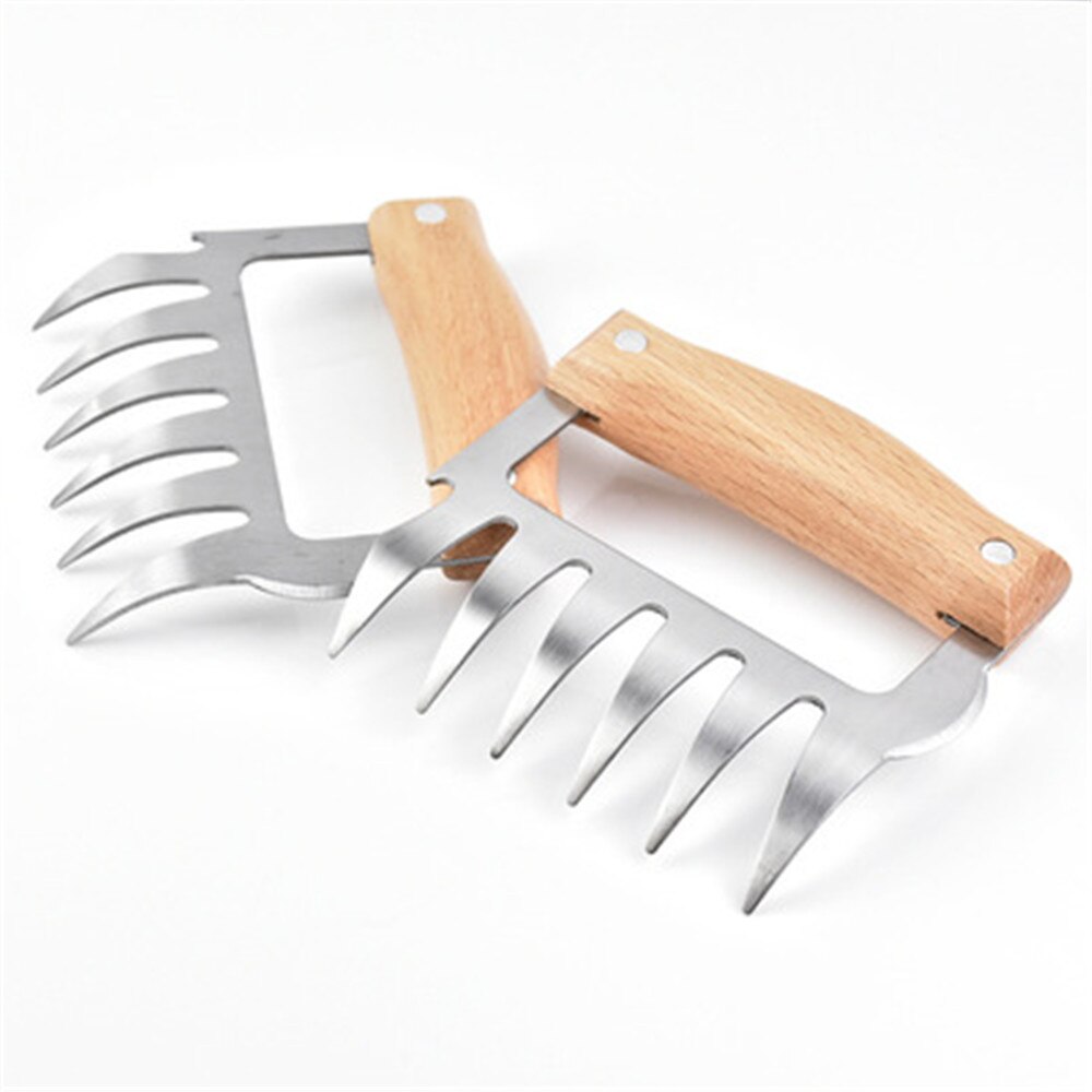 Multifunction Meat Shredder Claws Wooden Handle Stainless Steel Chicken Separator Bottle Opener Cutting BBQ Kitchen Tools