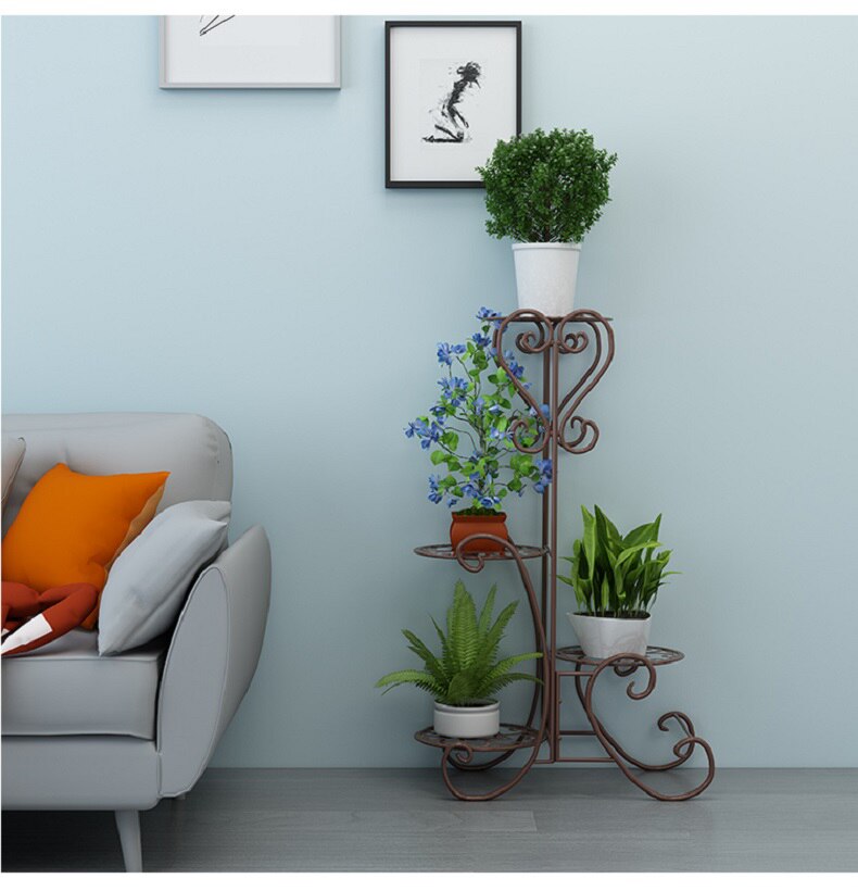 European Wrought Iron Flower Stand Floor Hanging Orchid Shelf Multi-layer Flower Shelf Indoor Green Flower Pot Rack Balcony Rack