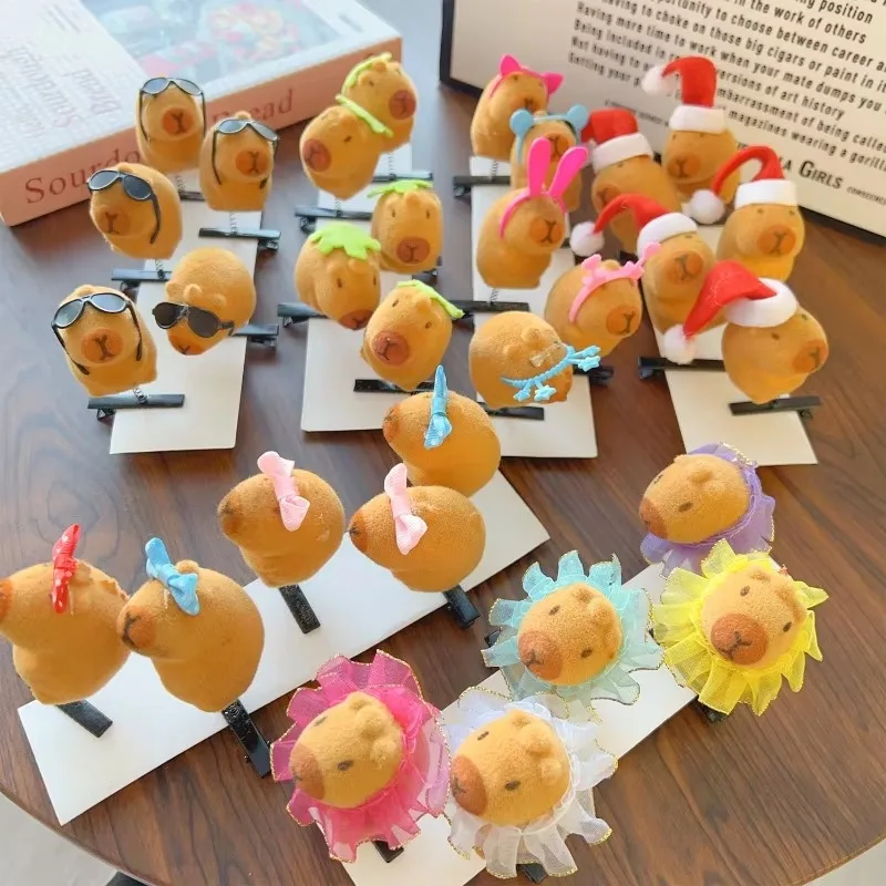 Cute Capybara Hair Clip Children Funny Kawaii 3D Animal Plush Hairpin Duckbill Clips Headdress Lovely Kids Hair Accessories