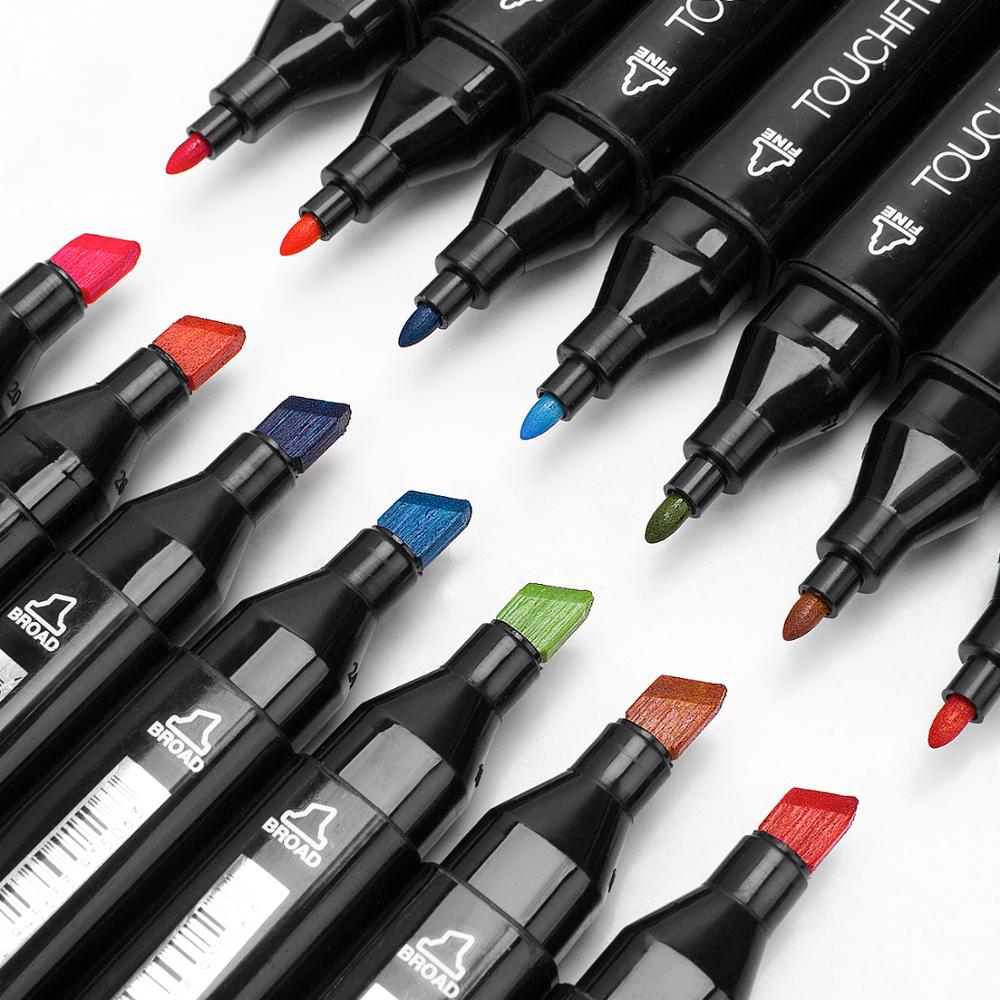 TOUCHFIVE Marker Stift 36 60 80 168 Farben Kunst Skizze Zwilling Marker Stifte Breite Feine Punkt Grafik Manga Anime Marker