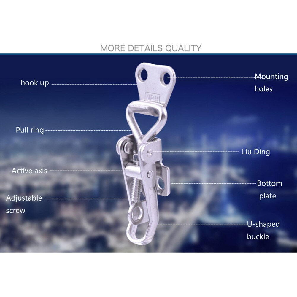 High Strength Box Catch Hasp Stainless Steel Spring Loaded Machinery Adjustable Trunk Latch Chest Toggle Lock Metalworking Clamp