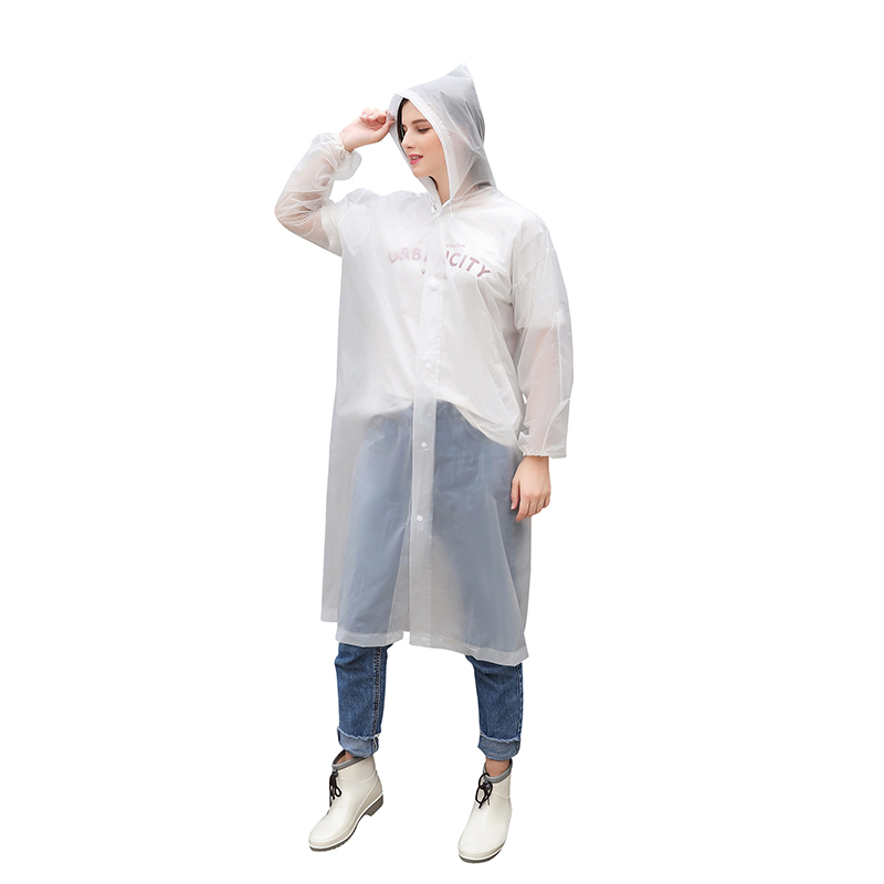 Voksne regnfrakke eva miljø gennemsigtig regnfrakke med hætte regnfrakke udendørs regntøj vandtæt poncho