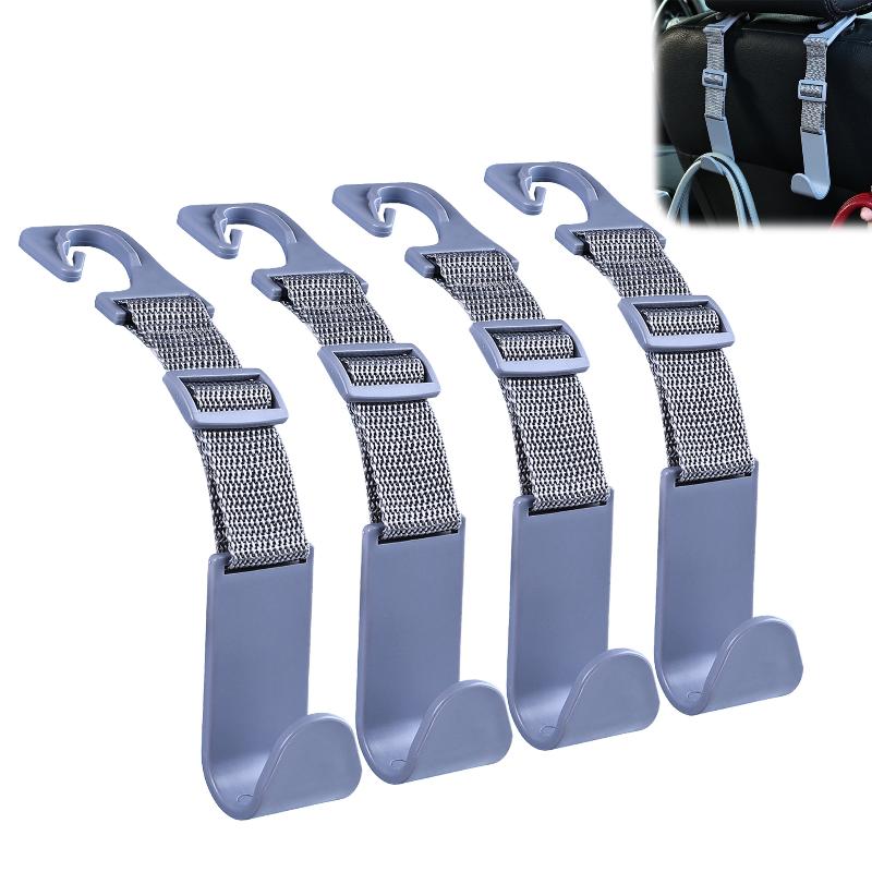 Ganchos para reposacabezas de asiento de coche, Clips de almacenamiento ajustables, ganchos de sujeción automáticos, accesorios de Interior de coche, reutilizables, fáciles de instalar, 4 Uds.: Naranja