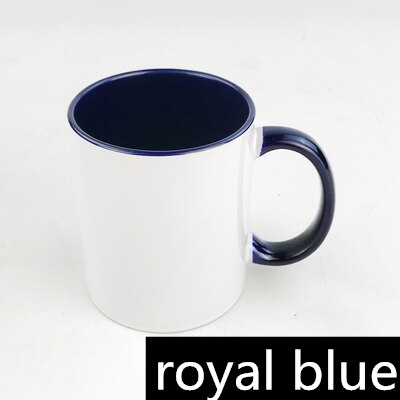 Taza cerámica con sublimación en blanco, Asa de color, Color en el interior de la taza en blanco por sublimación, Impresión de transferencia de calor DIY