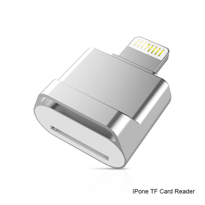 Mini Card Reader for iPhone5 6s 7Plus 8X MicroSD TF Memory Card reader for iPad Macbook Phone OTG adapter: Silver