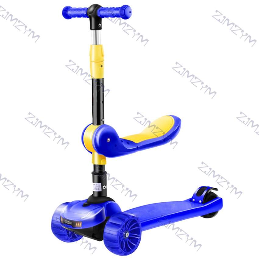 ARJ-6688 Multifunctionele 3 In 1 Kinderen Scooter Verstelbare Hoogte Knipperlicht Wiel Voet Scooters Kids Balans Fietstocht: blue