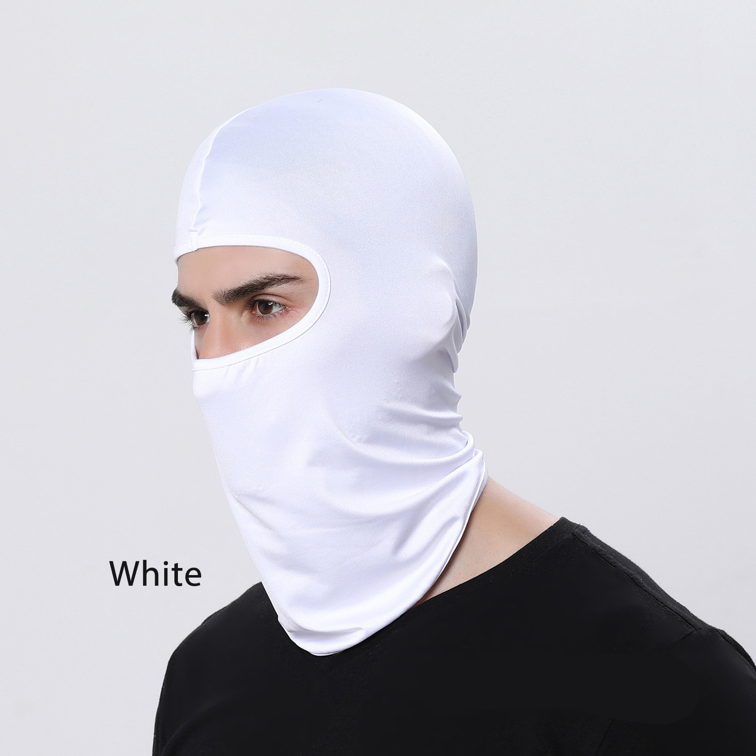 Motorrad-gesichtsmaske, fahrrad-sturmhaube, ganzgesichtsmaske, mütze, sturmhaube, lycra-Ski-halsmaske, sommer-sonnenschutz, Ultra-uv-schutz, dünn: Weiß