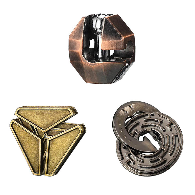 Rompecabezas De Metal rompecabezas 3 uds conjunto Casse Tete Difficile Rompecabezas IQ prueba juegos mágicos juguetes para niños adultos Juegos De Ingenio: Transparente