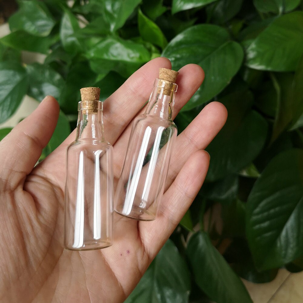 Bocaux à souhaits en verre Transparent avec bouchon en liège, petite bouteille de vin de 15ml, 24x70x8mm, 20 pièces