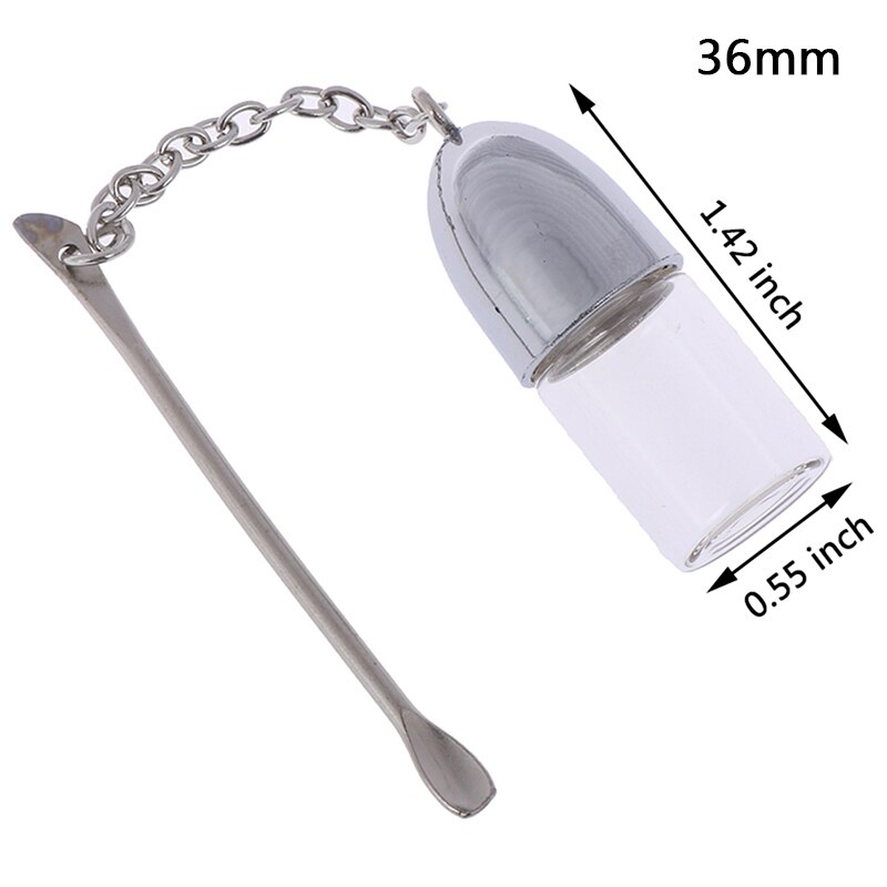 36/57/72mm Glass Pill Box With Metal Spoon Medicine Storage Container Dispenser Pill Case 1pc: Clear 36mm