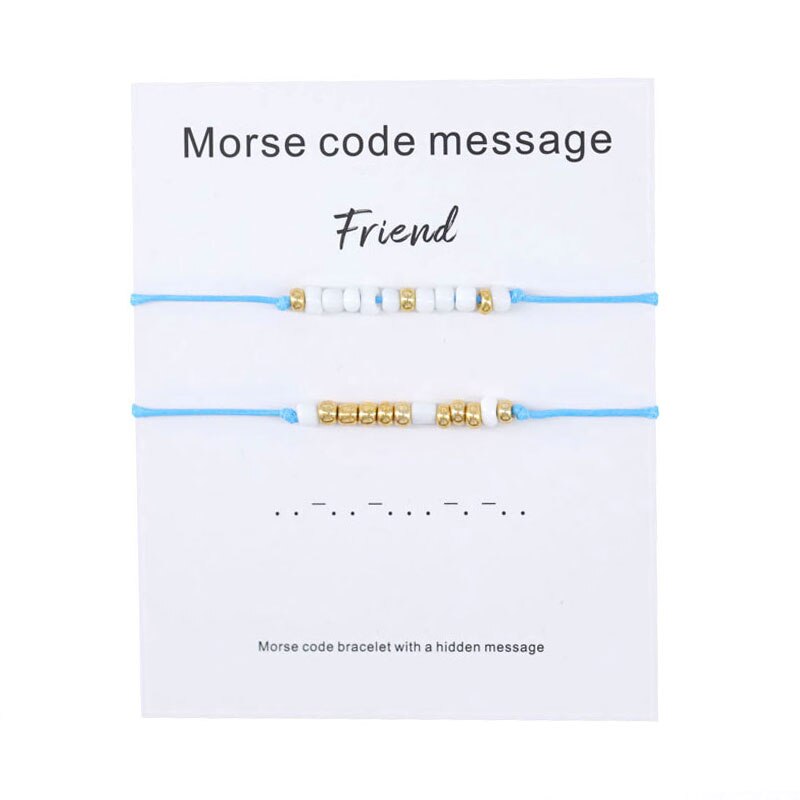 Set van 2 morsecode armbanden met kralen, beste vriend, vriendschapsarmband, morsecode sieraden, beste vriend, bijpassende armband voor koppels.