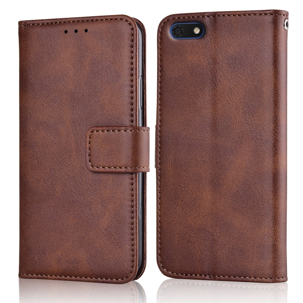 For Huawei Honor 7A 7 A 5.45'' DUA-L22 Case For Huawei 7A Coque Glossy Matte Wallet Case For Huawei DUA-L22 Honor 7A Flip Cover: niu-Brown