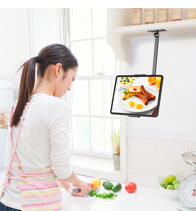 BW-1 Aluminium Keuken Tablet Wall Mount Arm Opvouwbaar Verstelbare 5-13 Inch Tablet Mobiele Telefoon Houder Voor Ipad Pro 12.9