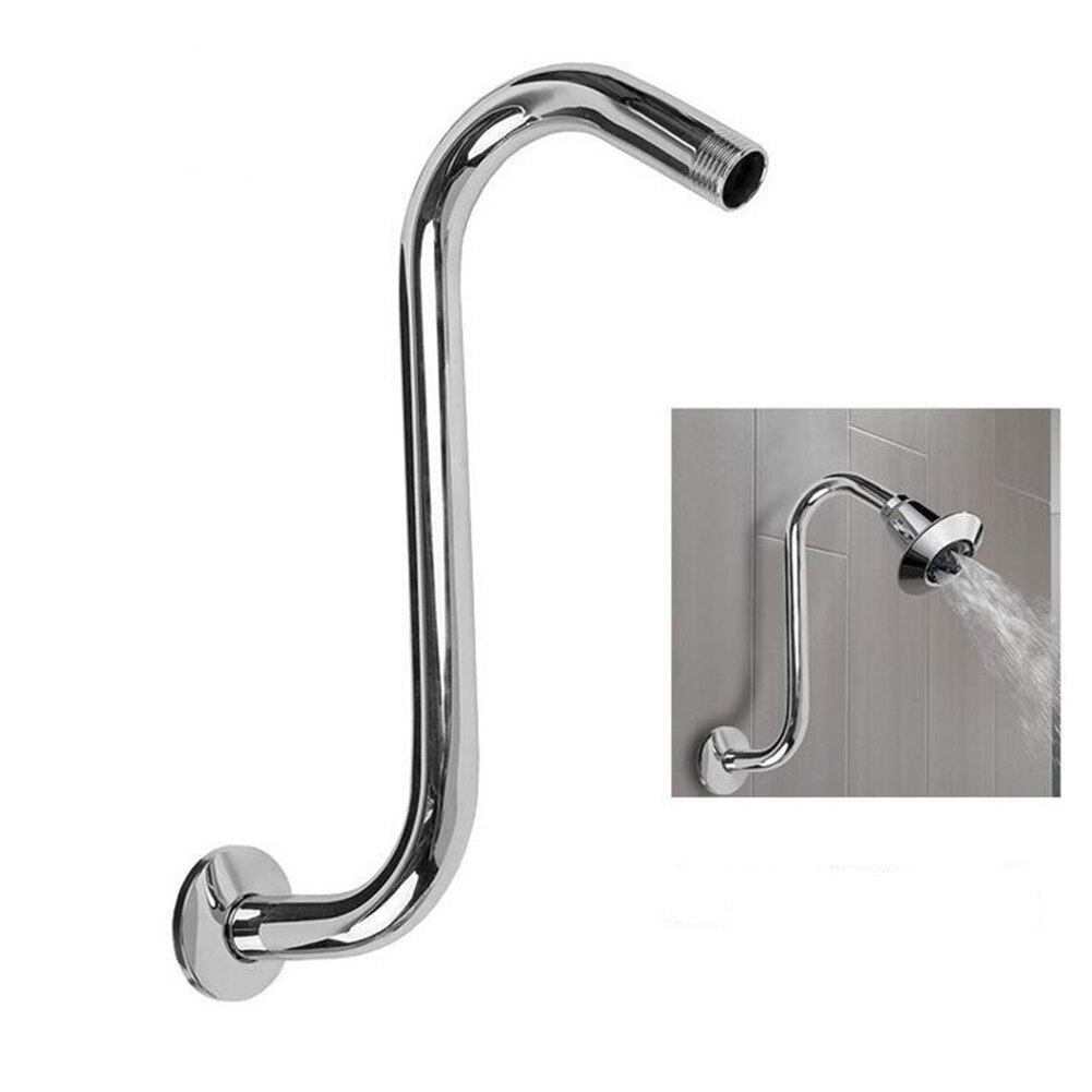 20cm 8Inch S-Curved GooseNeck Shower Arm Durable Stainless Steel High Rise Extension Shower Arm Bathroom Accessories