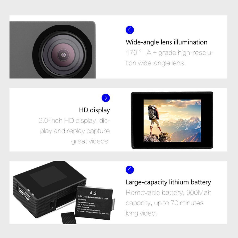 Pro Cam Sport Action Con Telecomando Camera 4k Videocamera Wifi Ultra Hd 16mp DVR Sports Outdoor Diving Bicycle Camcorder