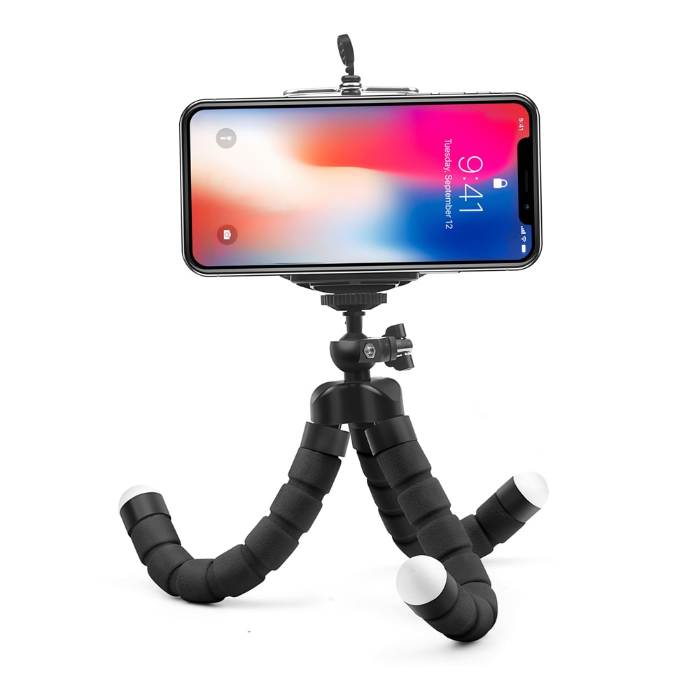 Mini trépied Flexible de pieuvre d'éponge avec l'obturateur à distance sans fil pour l'iphone mini support d'agrafe de support de téléphone de trépied d'appareil-photo