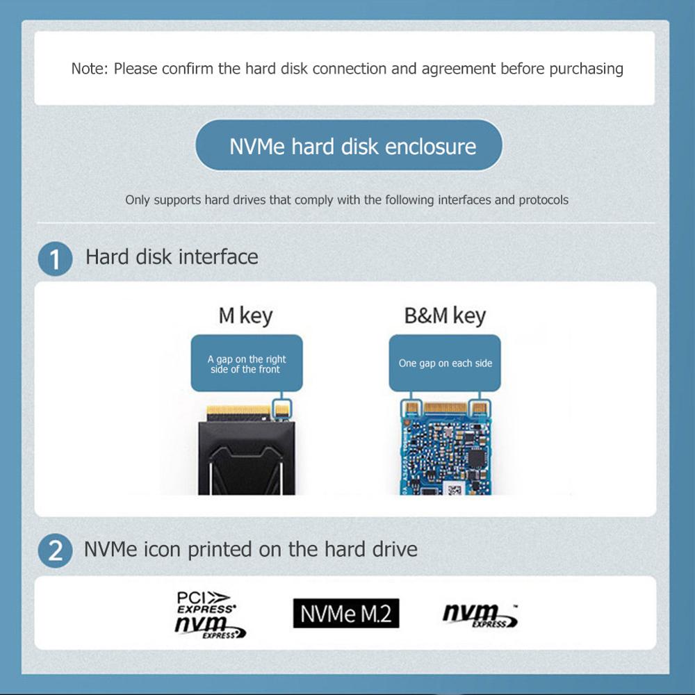 Carcasa de estado sólido para M2PV-C3, carcasa de estado sólido M.2 NVME SSD, tipo C, Funda de disco duro con bolsa de Cable USB, 10/5Gbps