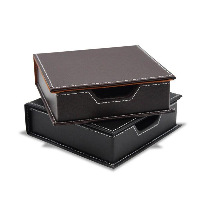 Caja de notas de cuero, suministros para oficina y escuela, Accesorios de escritorio, organizador, portatarjetas, porta notas, caja de almacenamiento de notas adhesivas
