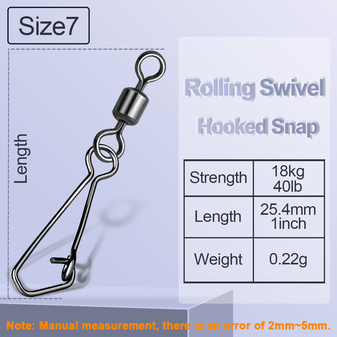 FishTrip Rolling Swivel with Hooked Snap Fishing Swivel Snap with Carabiner Stainless Steel Fishing Connector: 10 / PURPLE