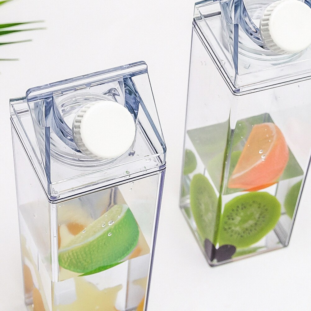500ML Wasser Flasche BPA FREI Kunststoff Klar Milch Karton Kasten transparent draussen Sport Reise Saft Trinken Tasse