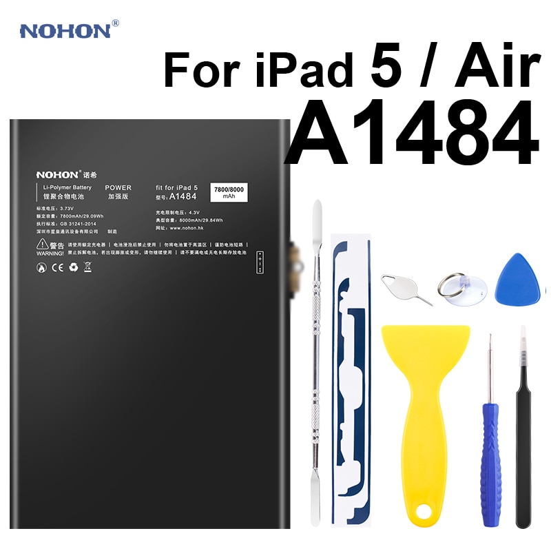 Nohon Batterie Für iPad 5 Luft Batterie 7800-8000mAh A1484 A1474 A1475 Bateria 0 Cycly + Werkzeuge Für Apfel iPad5 iPad Luft 5 Batterien