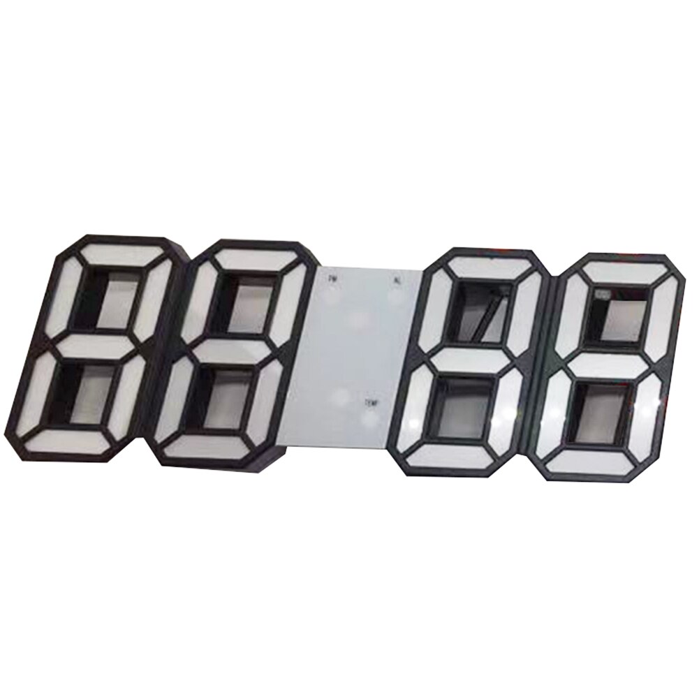 Economical Modern Digital 3D LED Wall Clock Alarm Clocks Snooze Clock with 12/24 Hour Display ds99: Blue Font  Black