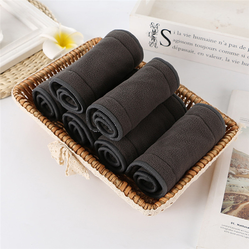 Washable Adult Diaper Bamboo Charcoal Cloth Nappy Liner Super Absorbent Reusable Incontinence Adult Diaper Insert Pad: Five layers